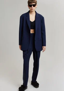 The Frankie Shop Bea Pleated Suit Pants Midnight Blue Sale