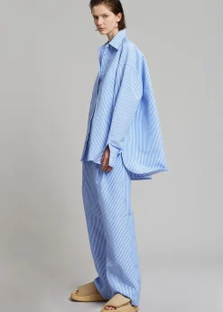 The Frankie Shop Bea Stripe Suit Pants White/Light Blue New