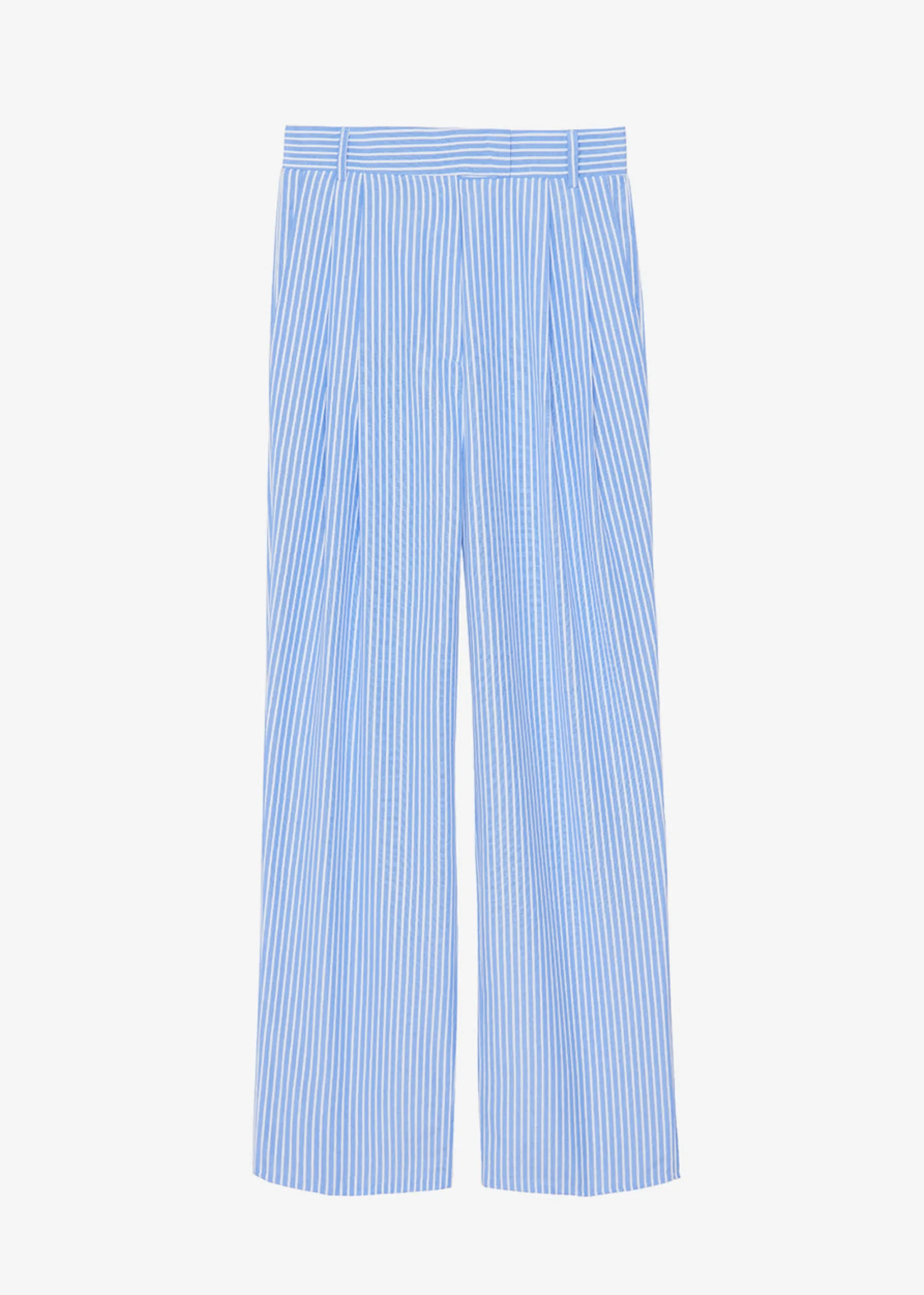 The Frankie Shop Bea Stripe Suit Pants White/Light Blue New