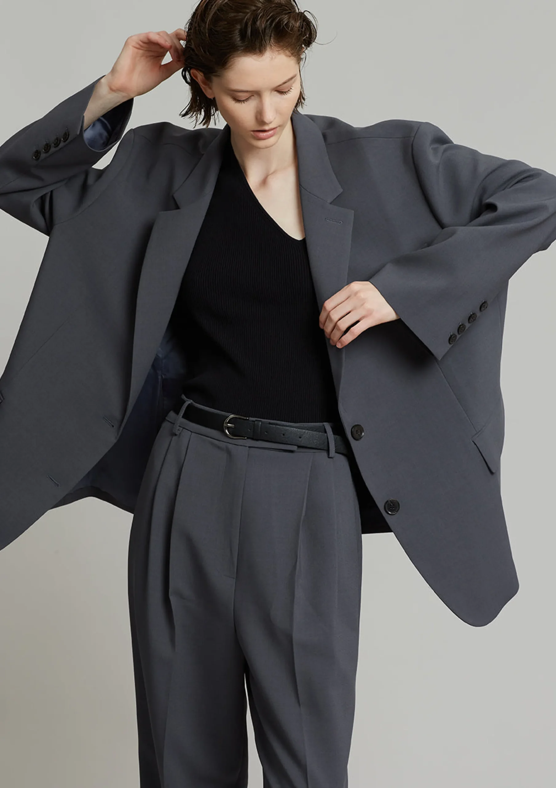 The Frankie Shop Bea Suit Pants Charcoal Hot