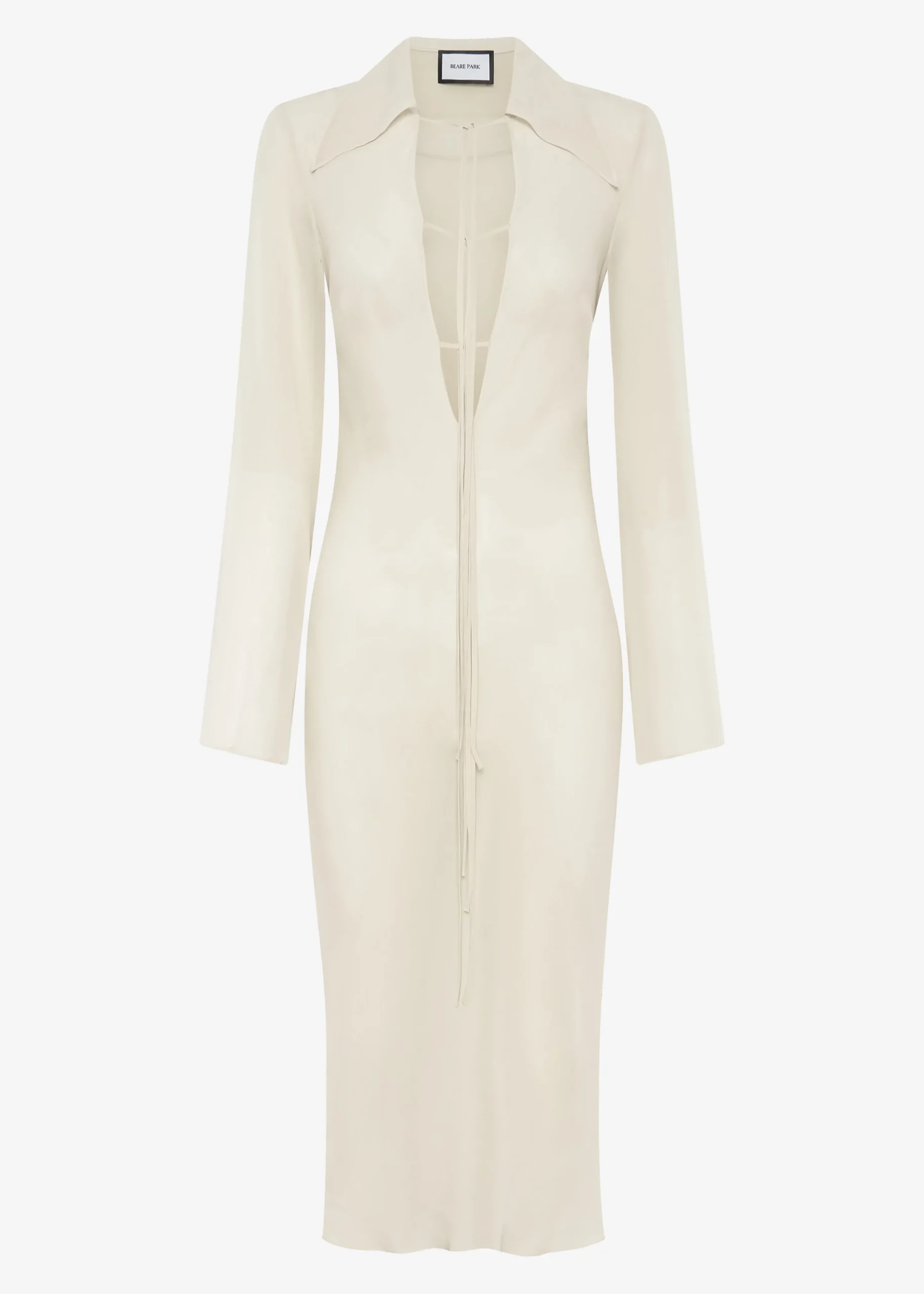 The Frankie Shop Beare Park Silk Georgette Tie Blouse Dress Powder Online