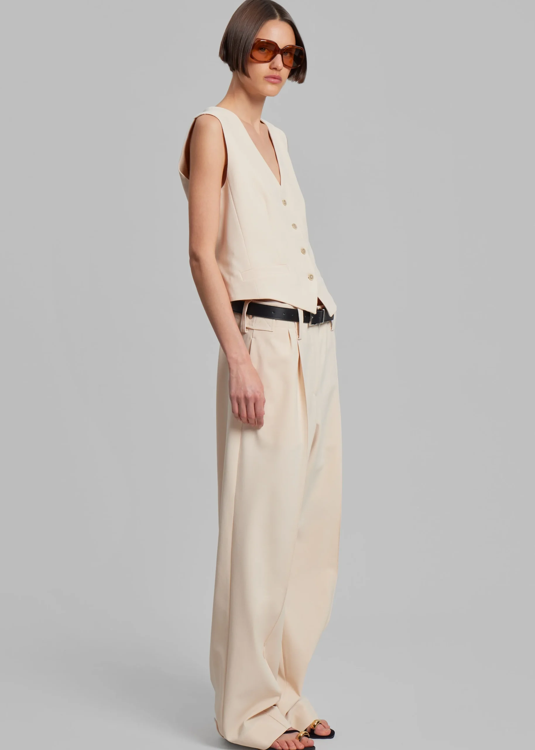 The Frankie Shop Beaufille Ulla Trousers Parchment Clearance