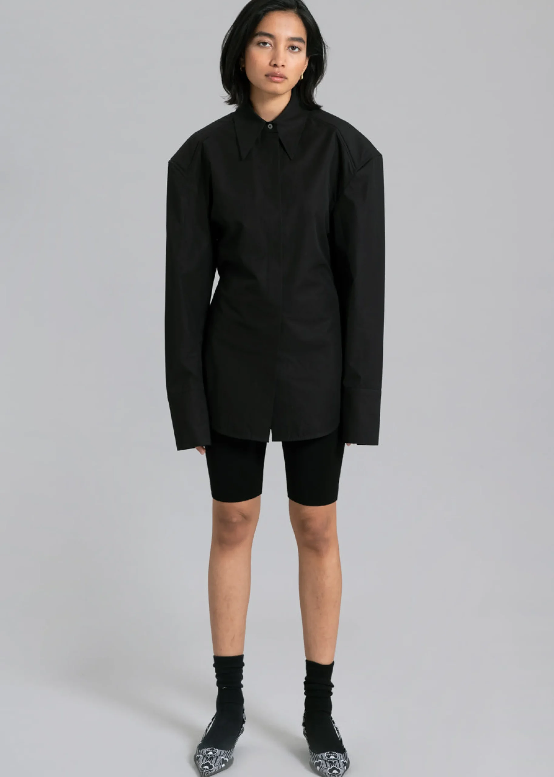 The Frankie Shop Bec Padded Shirt Black Sale