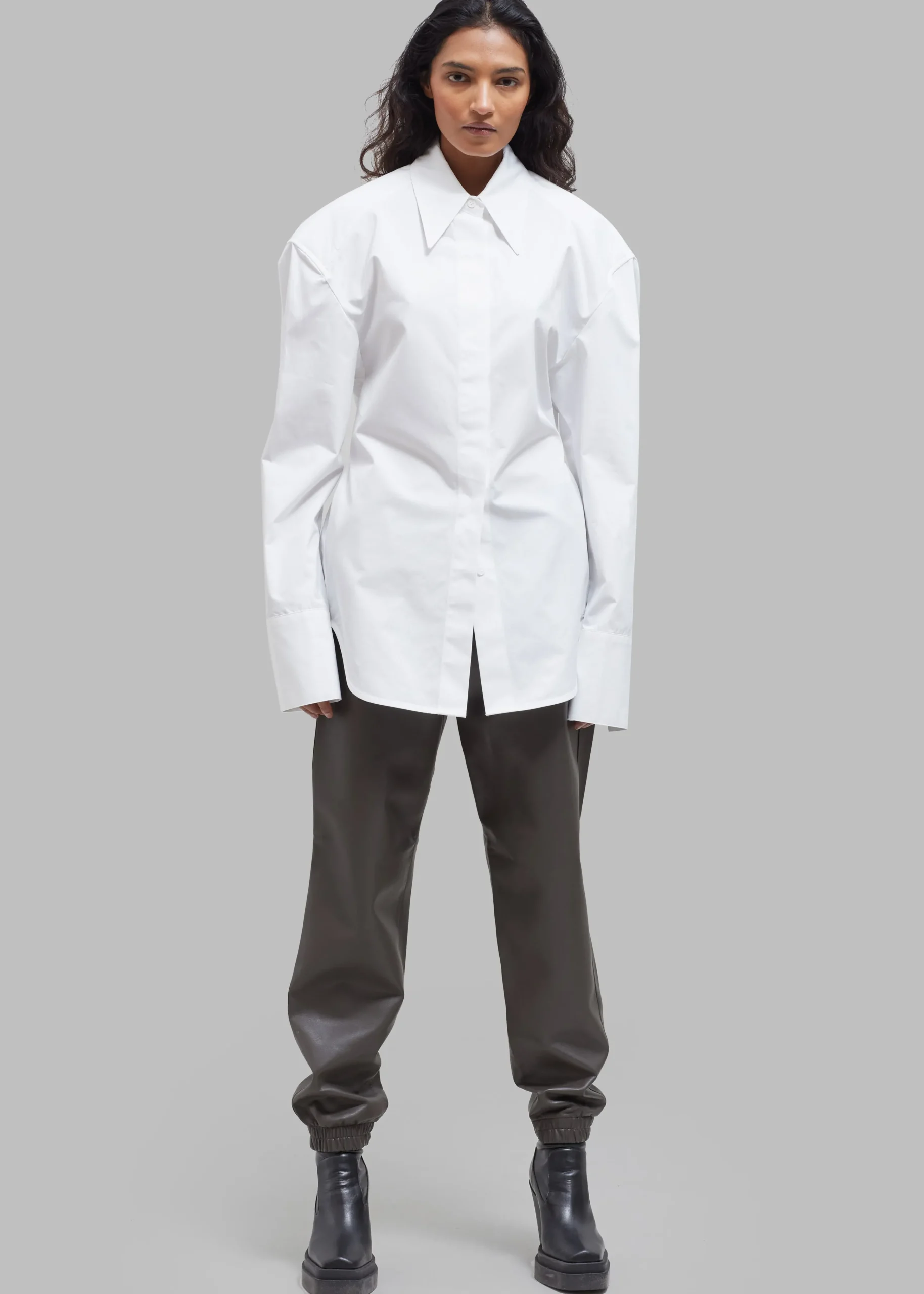 The Frankie Shop Bec Padded Shirt White New