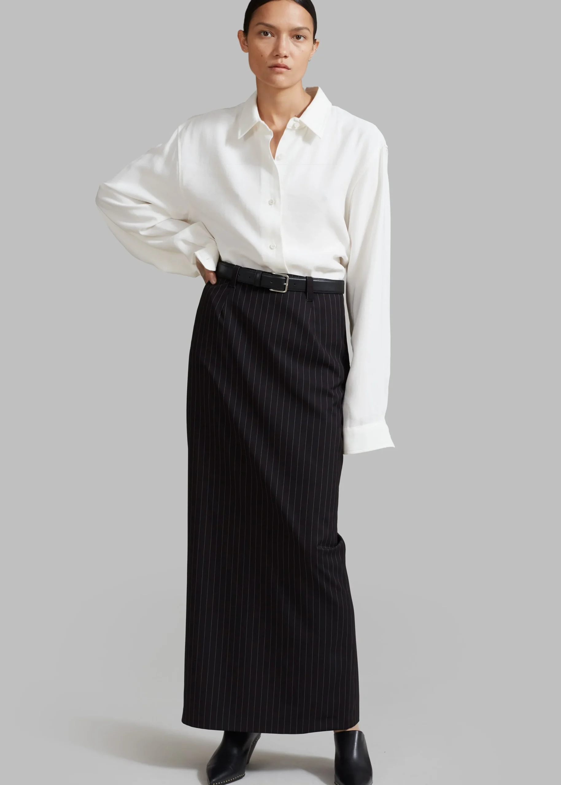 The Frankie Shop Becca Pencil Skirt Black Pinstripe Online