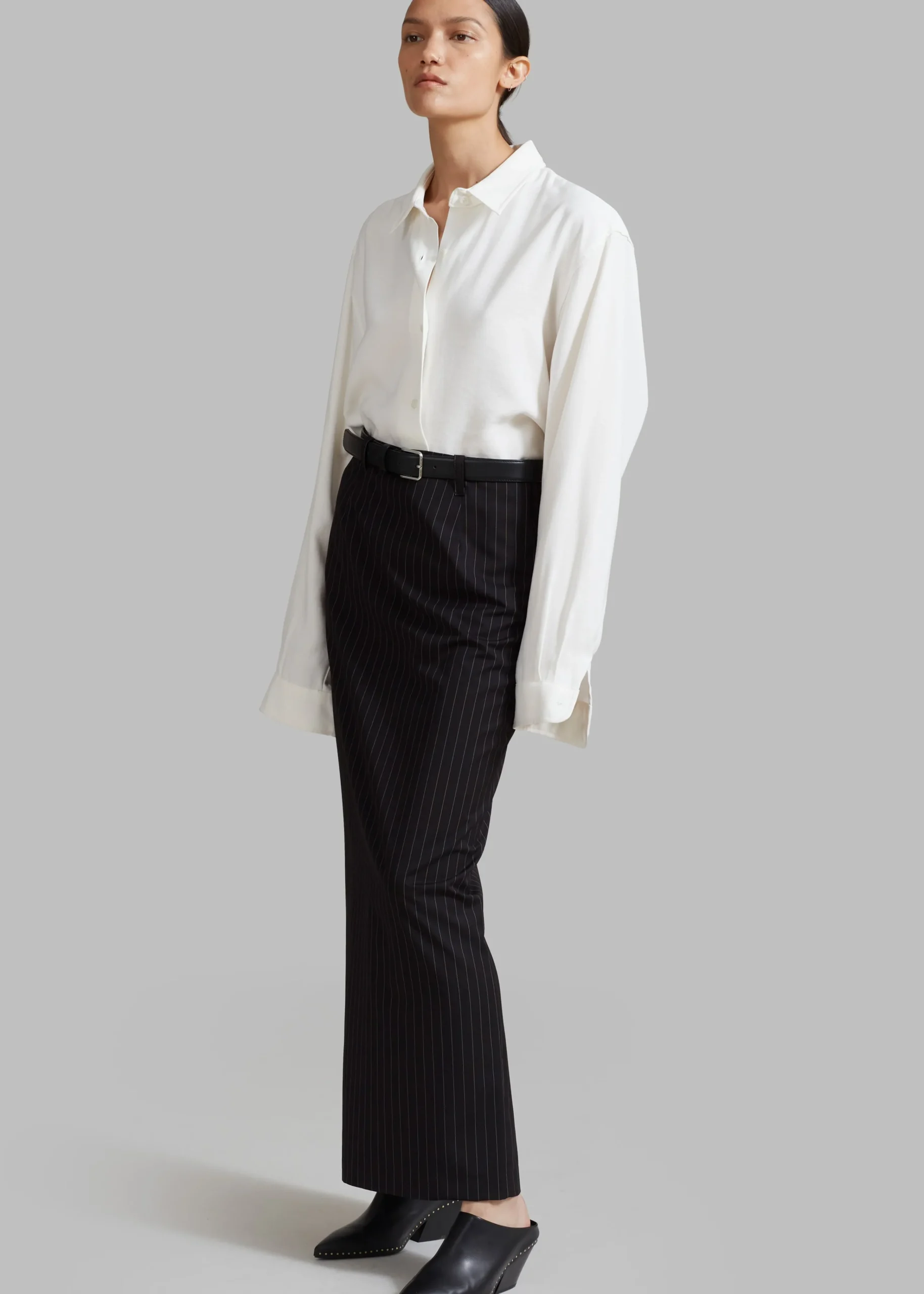 The Frankie Shop Becca Pencil Skirt Black Pinstripe Online