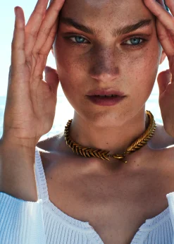 The Frankie Shop Bevza Spikelet Necklace Gold New