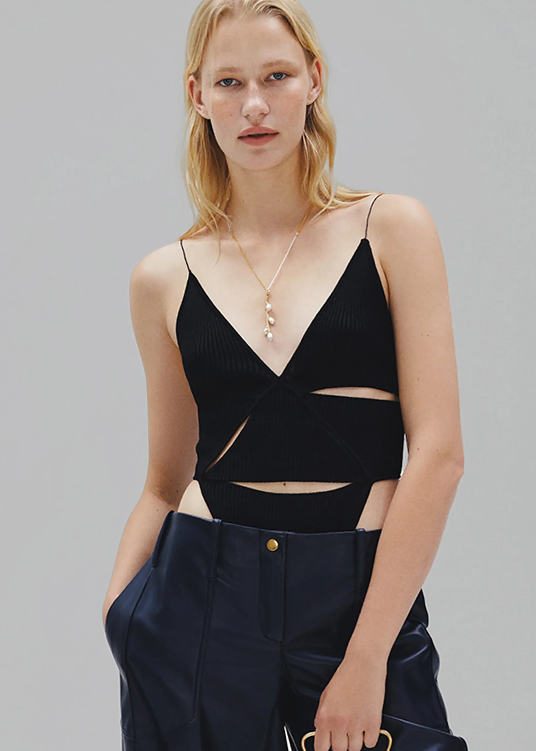 The Frankie Shop Bevza Triangle Bodysuit Black Hot