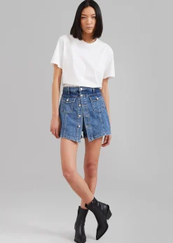 The Frankie Shop Blades Denim Skort Medium Wash Best