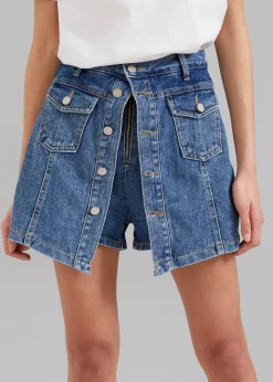 The Frankie Shop Blades Denim Skort Medium Wash Best