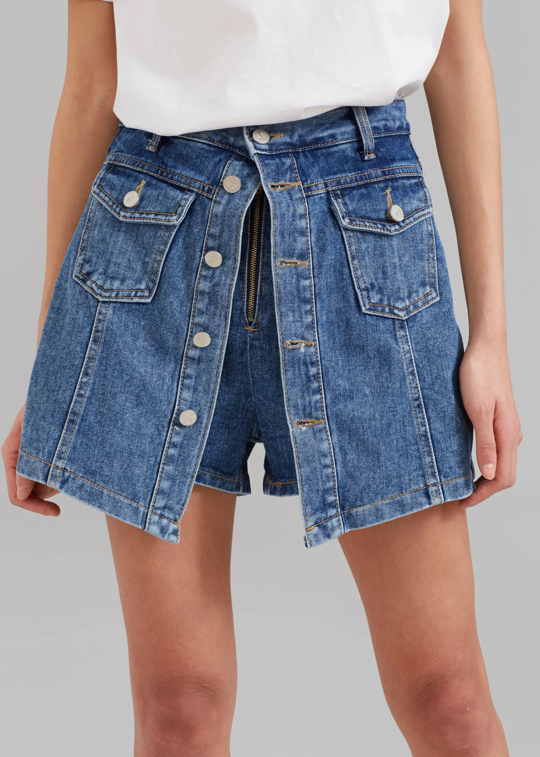 The Frankie Shop Blades Denim Skort Medium Wash Best