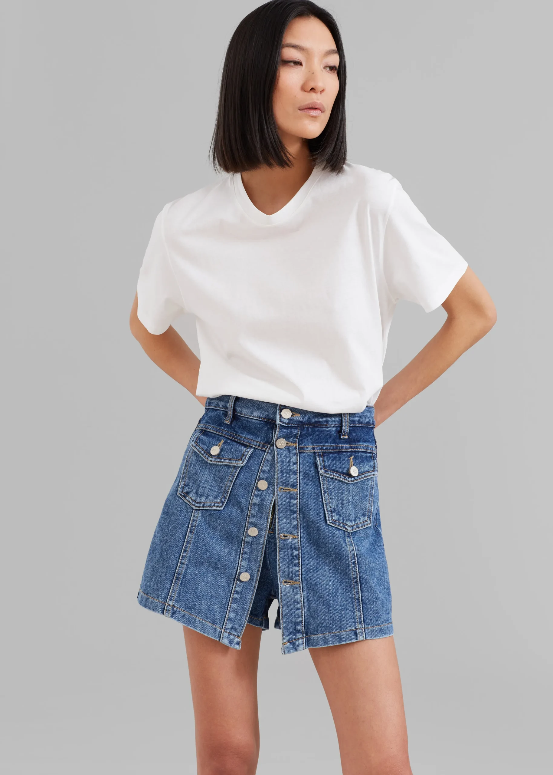 The Frankie Shop Blades Denim Skort Medium Wash Best