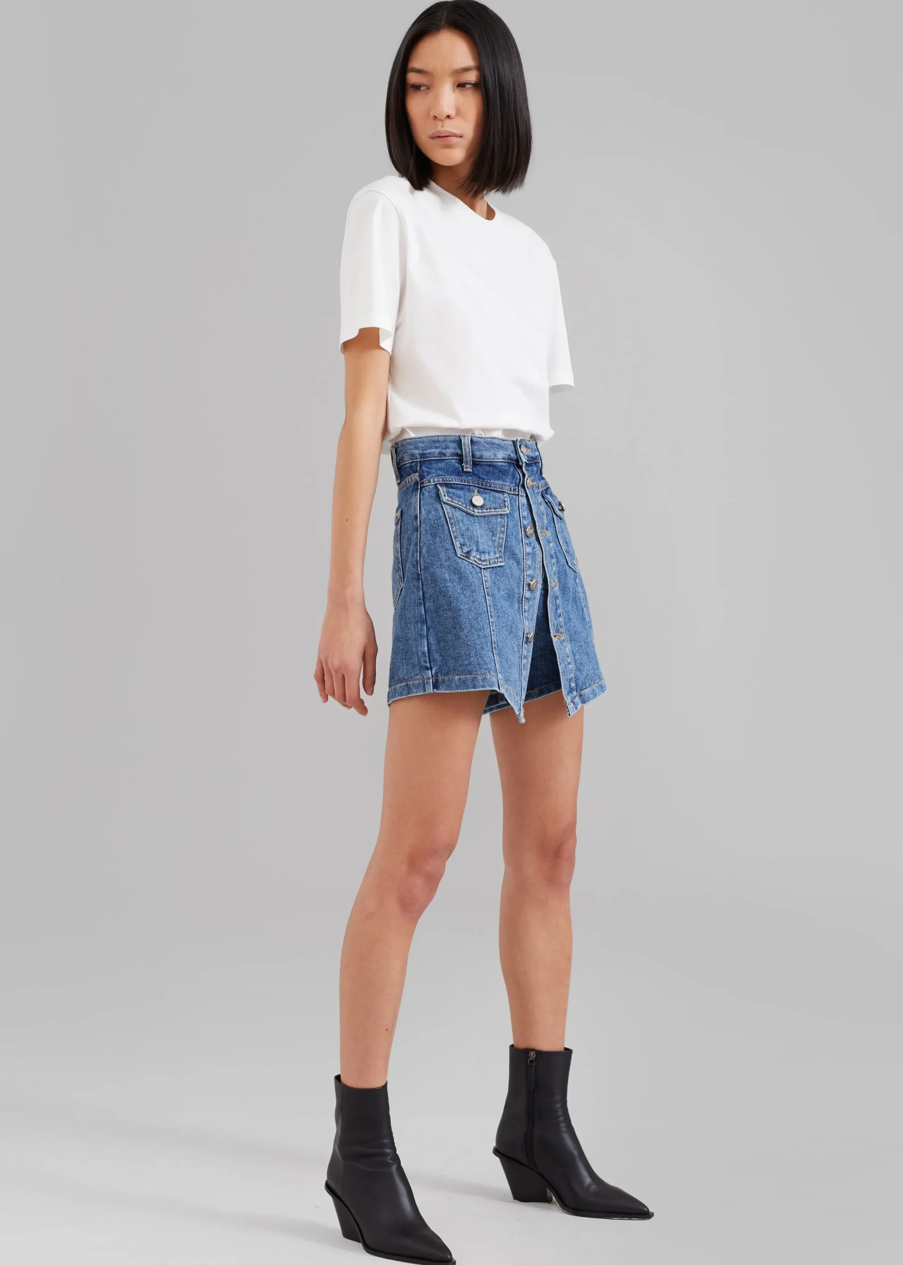 The Frankie Shop Blades Denim Skort Medium Wash Best