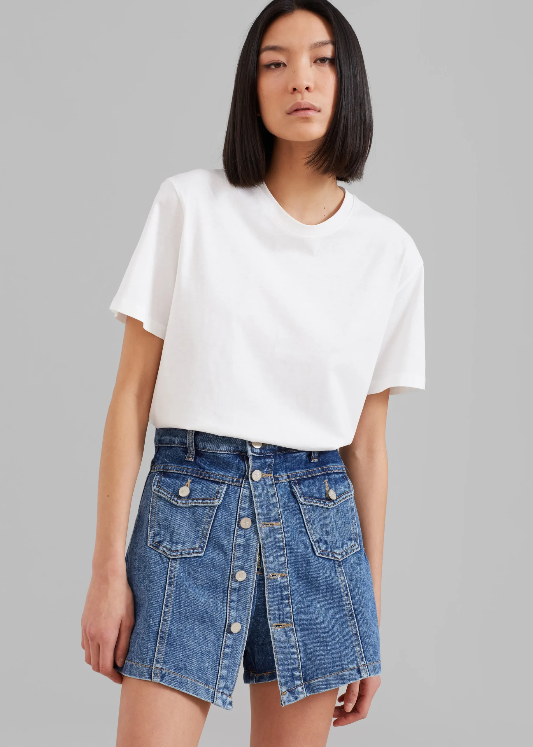 The Frankie Shop Blades Denim Skort Medium Wash Best