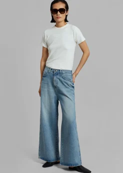 The Frankie Shop Boli Wide Pants Blue Denim Discount