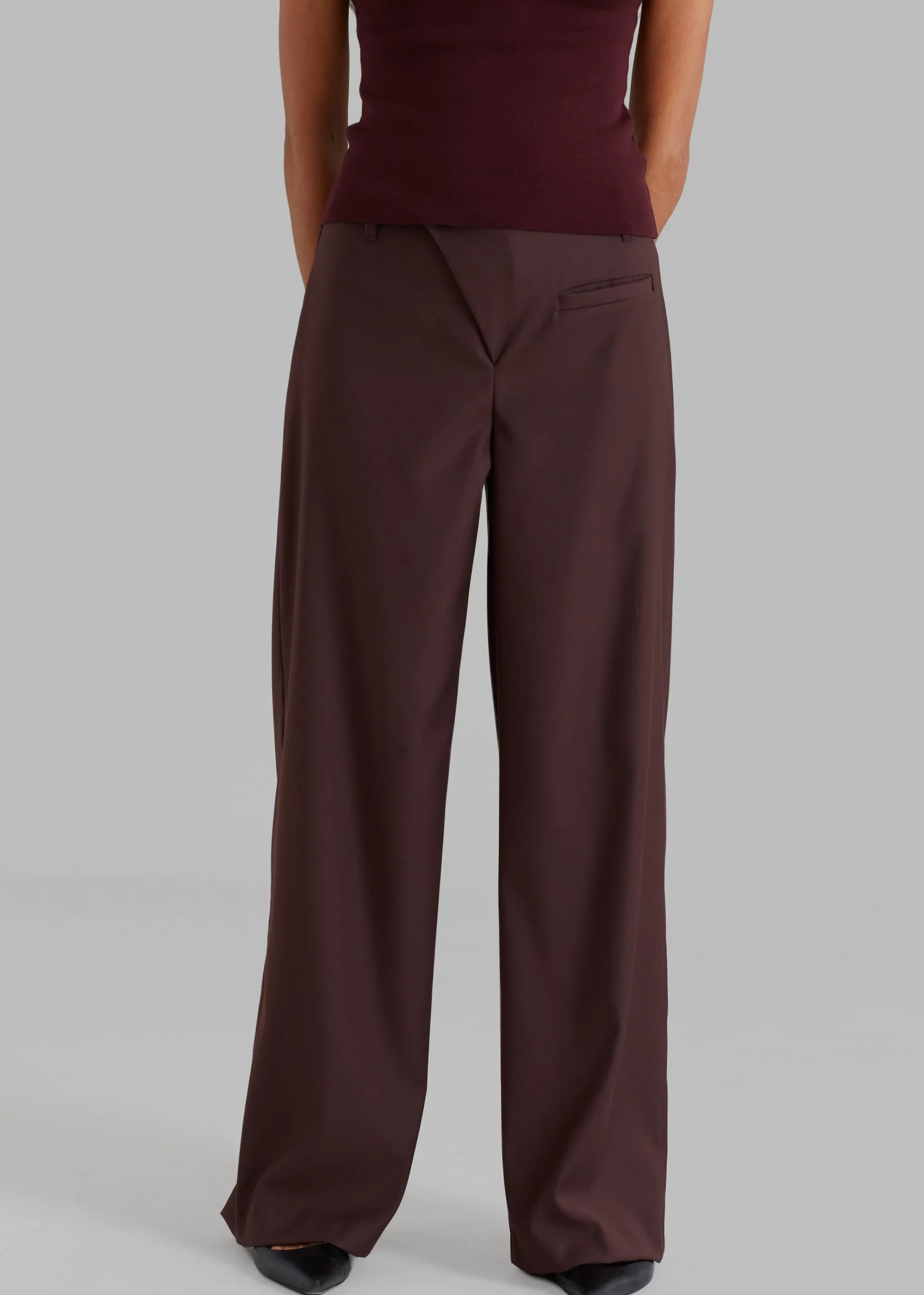 The Frankie Shop Brenna Wide Trousers Burgundy Outlet