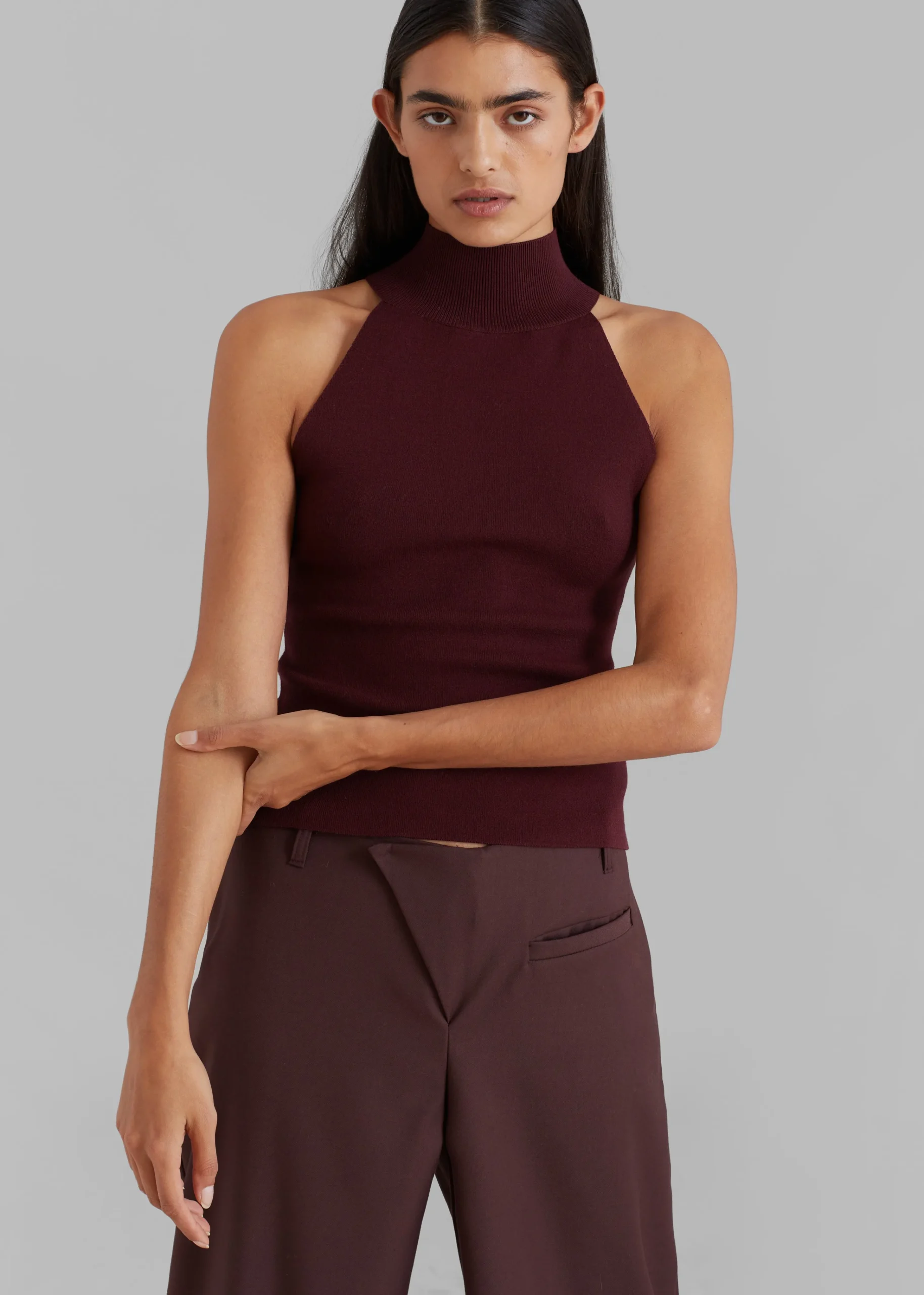 The Frankie Shop Brenna Wide Trousers Burgundy Outlet