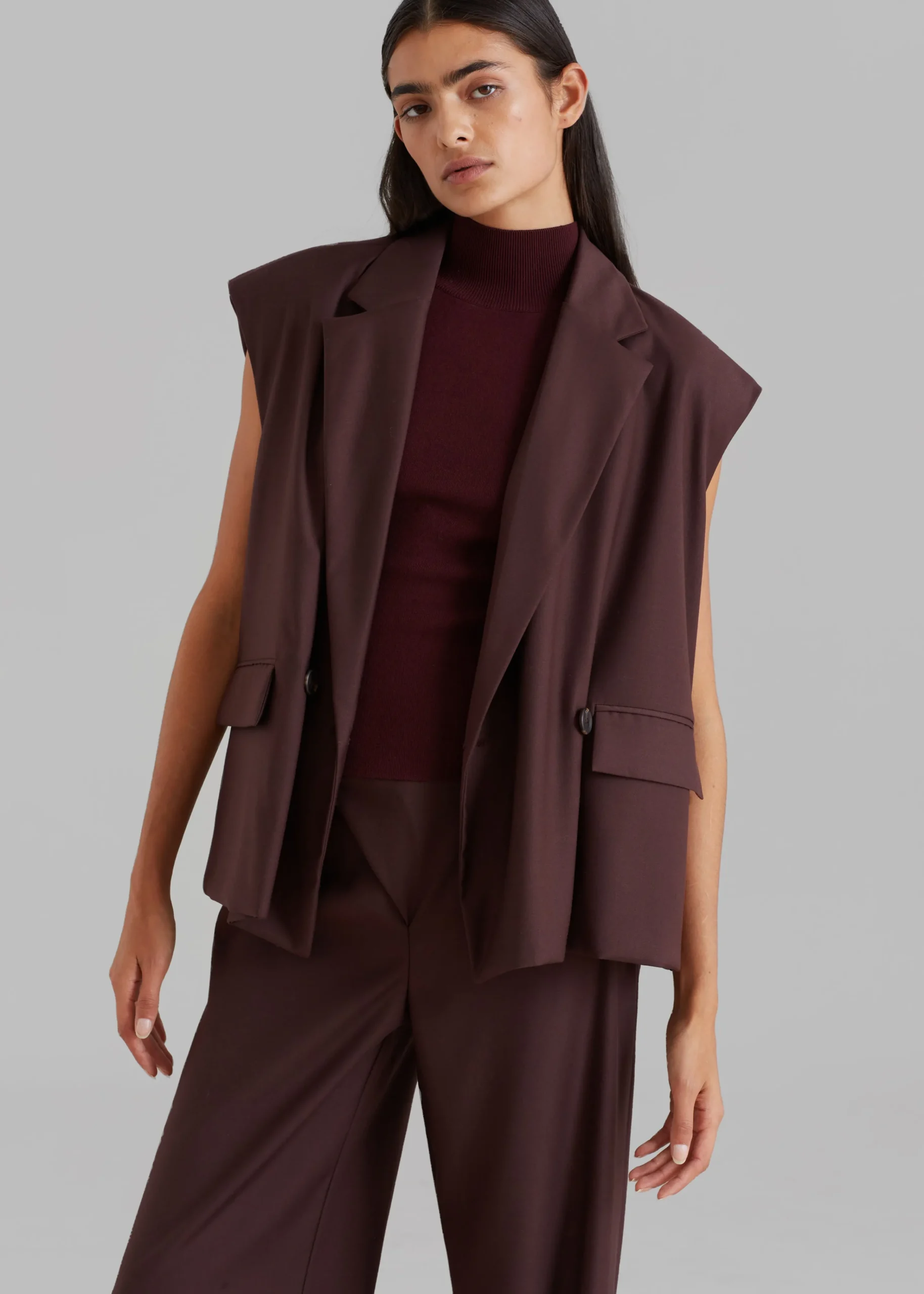 The Frankie Shop Brenna Wide Trousers Burgundy Outlet