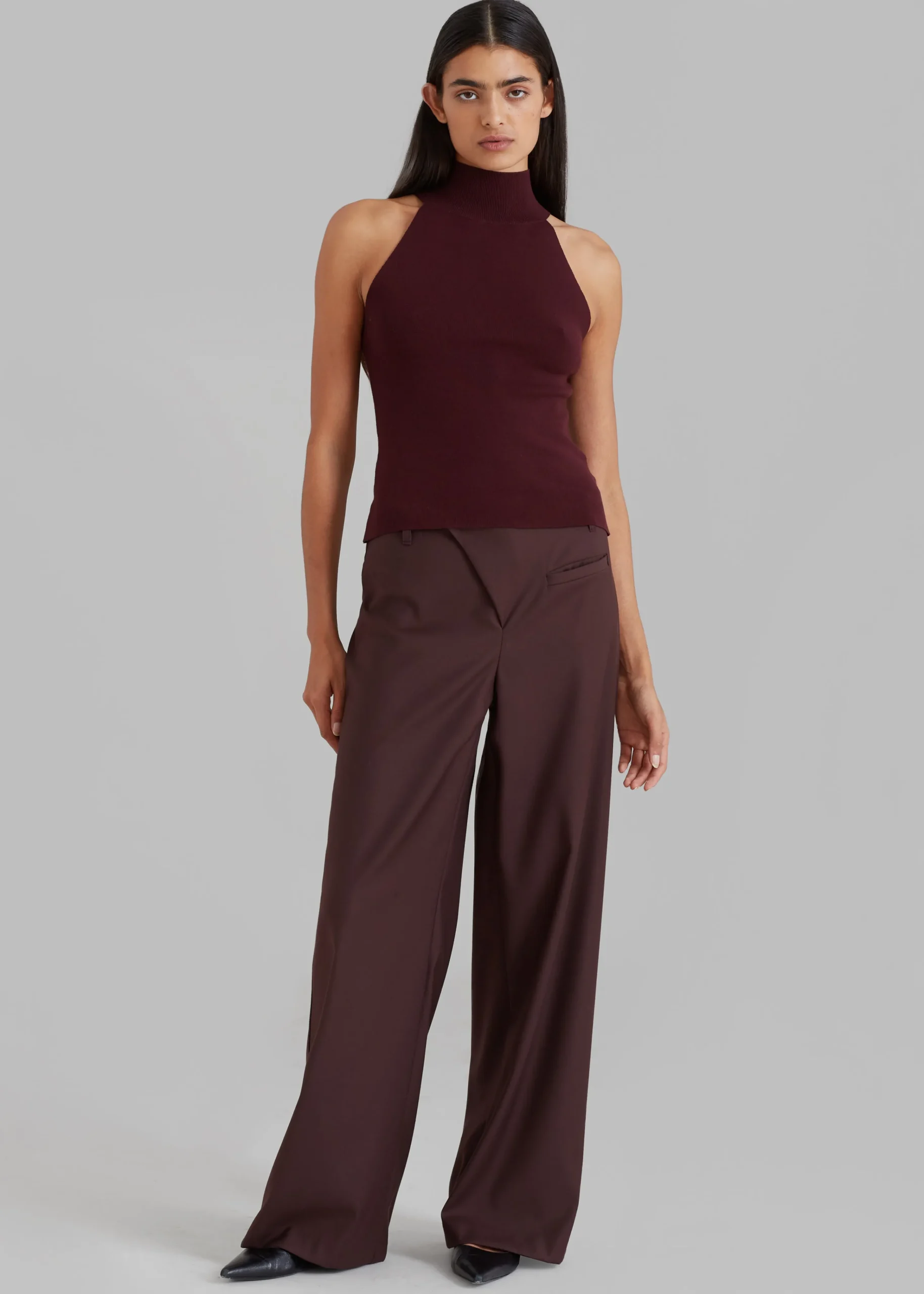 The Frankie Shop Brenna Wide Trousers Burgundy Outlet