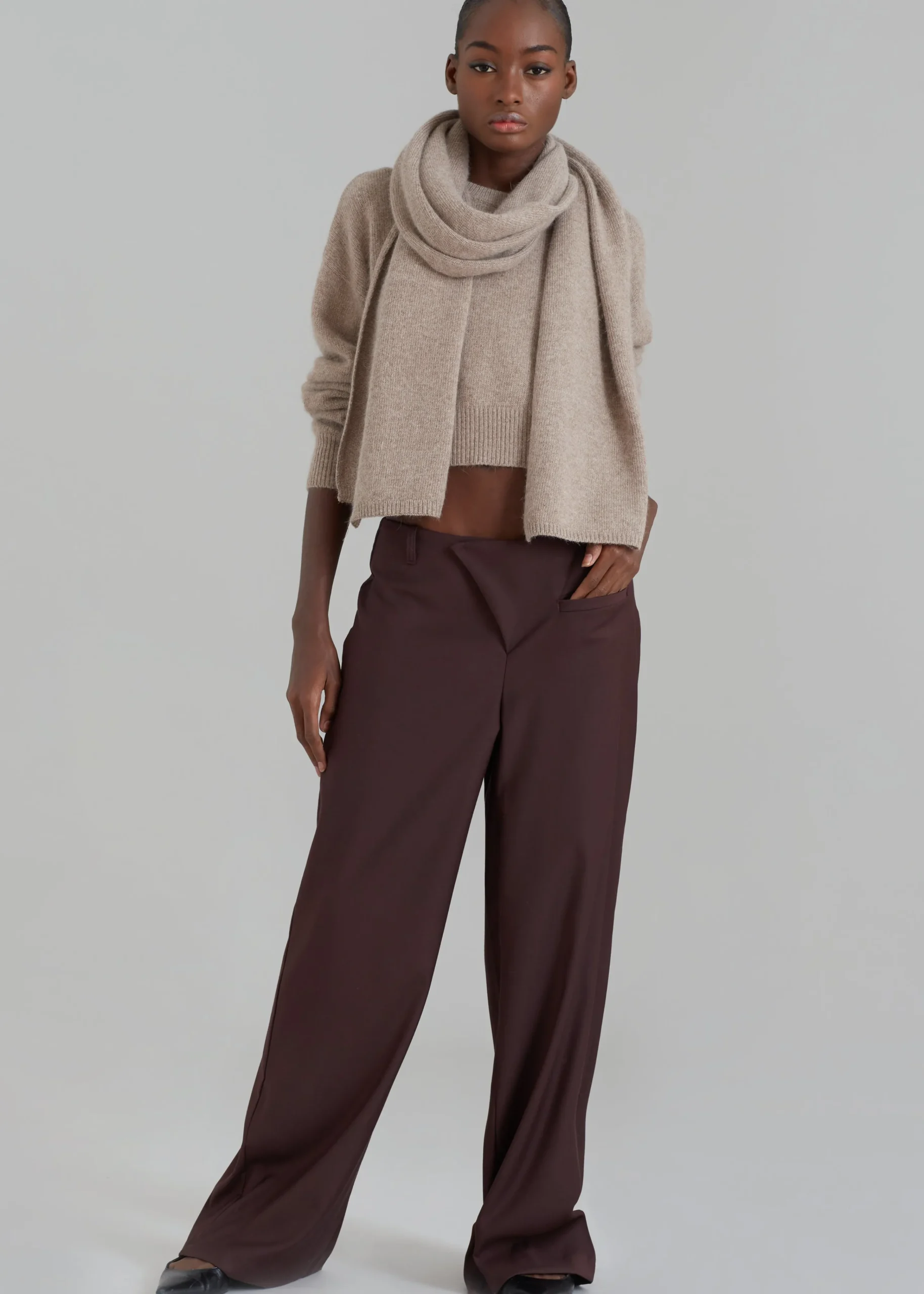 The Frankie Shop Brenna Wide Trousers Burgundy Outlet