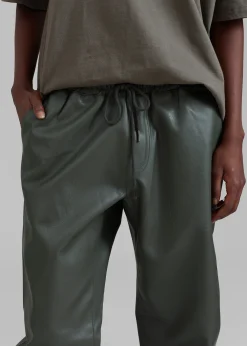 The Frankie Shop Brighton Faux Leather Joggers Olive Discount