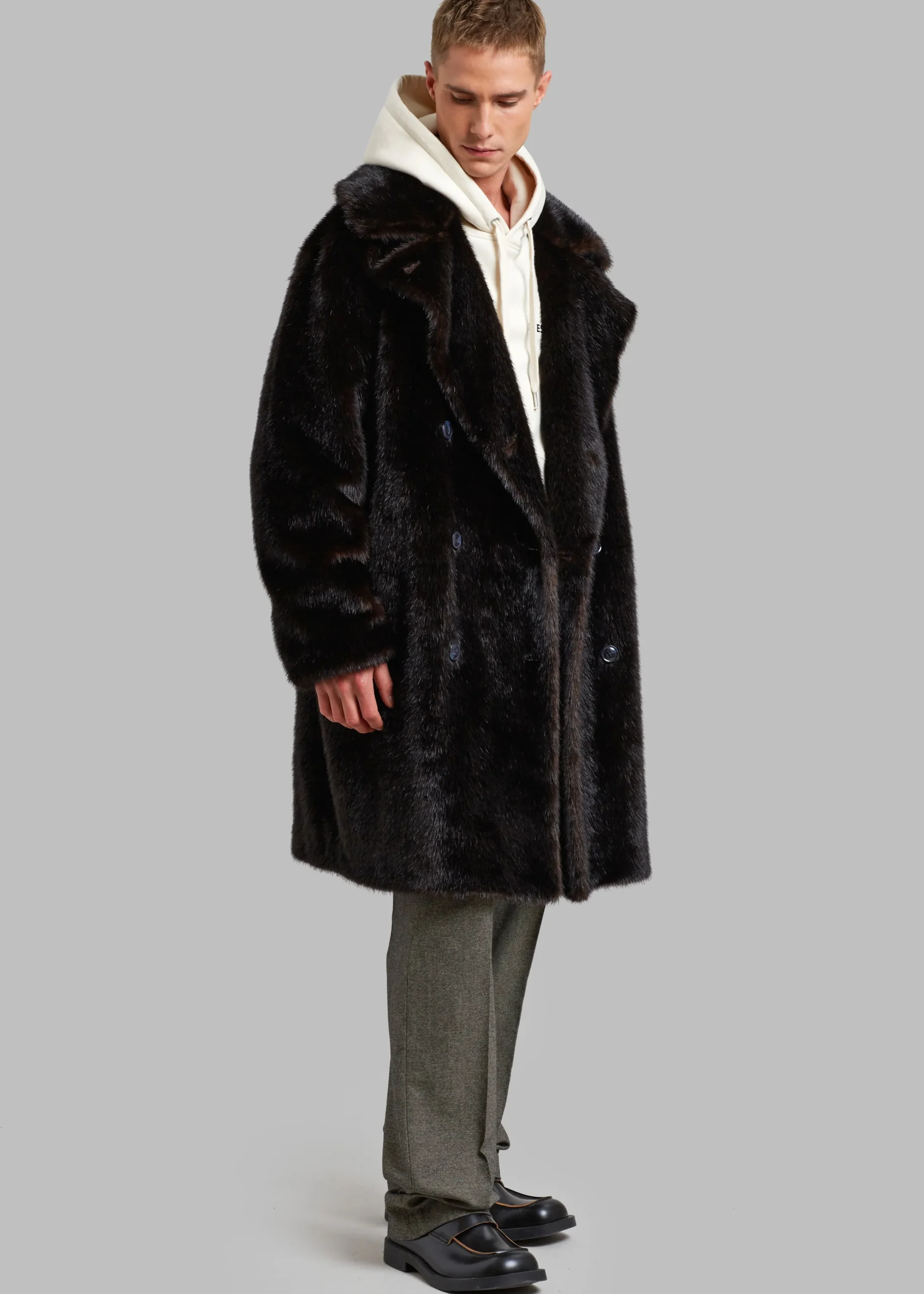 The Frankie Shop Brooke Faux Fur Coat Dark Espresso Online