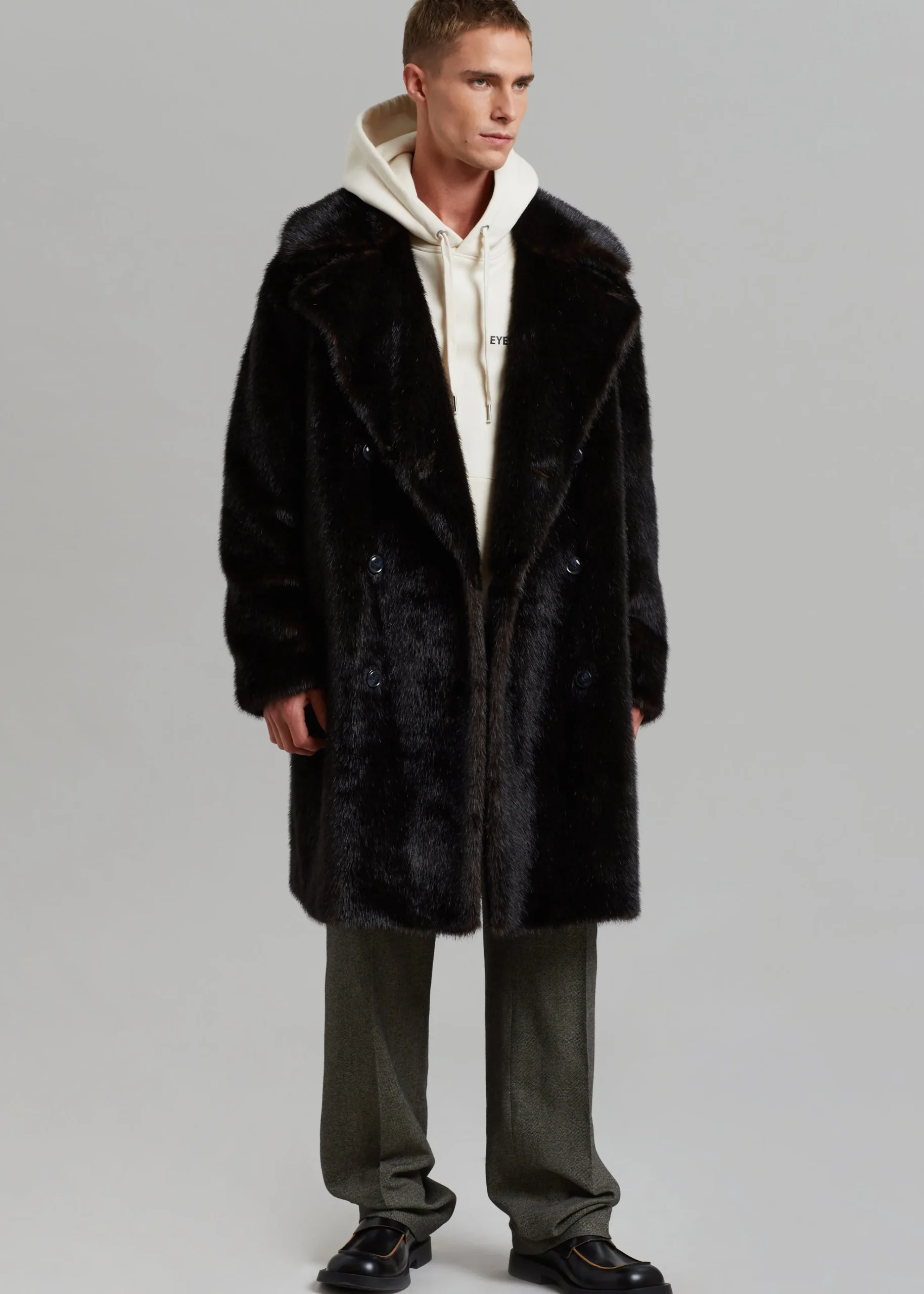 The Frankie Shop Brooke Faux Fur Coat Dark Espresso Online