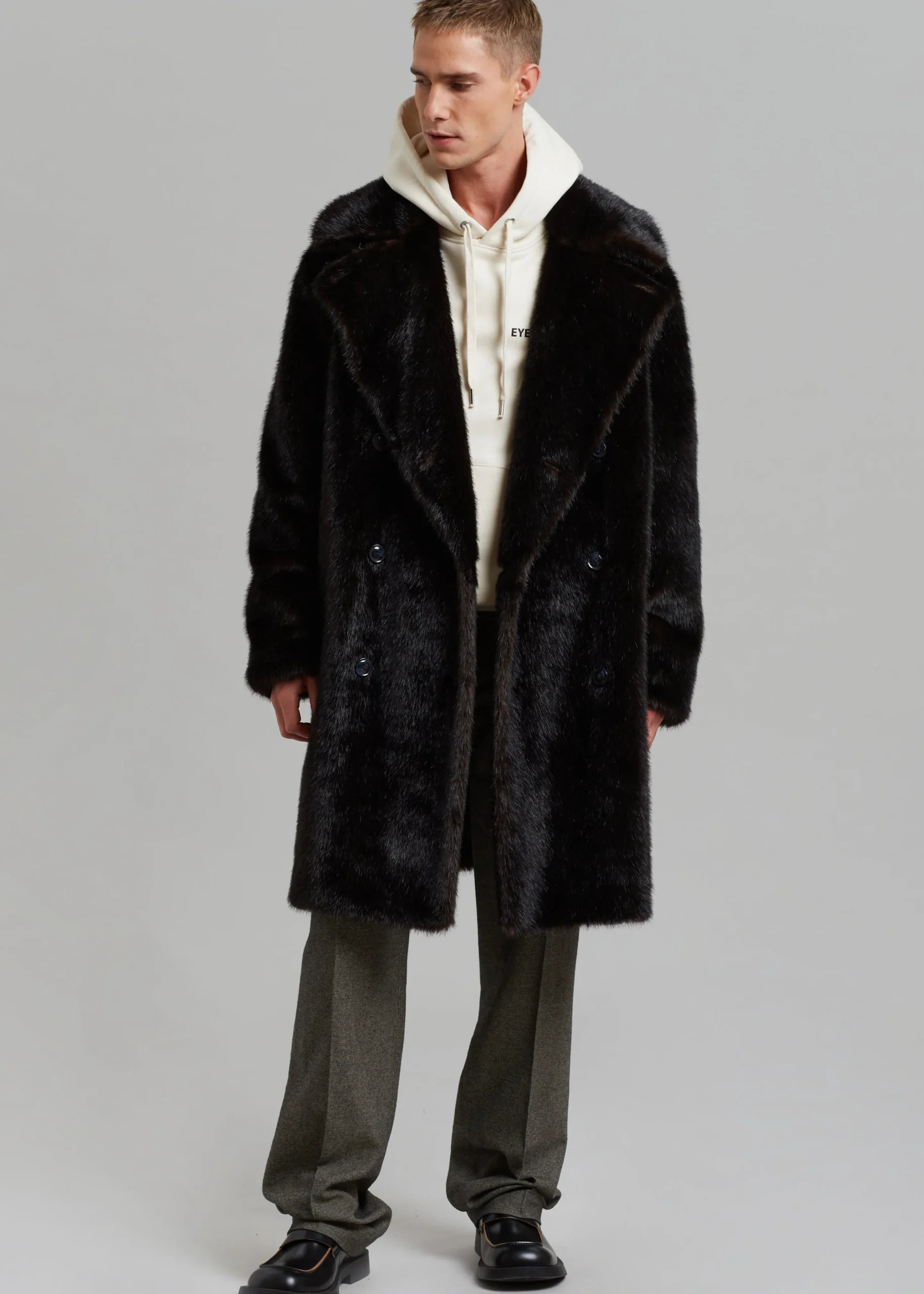 The Frankie Shop Brooke Faux Fur Coat Dark Espresso Online
