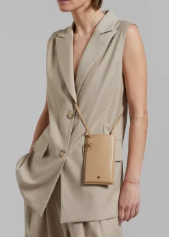 The Frankie Shop By Malene Birger Aya Leather Phone Pouch Sand Sale