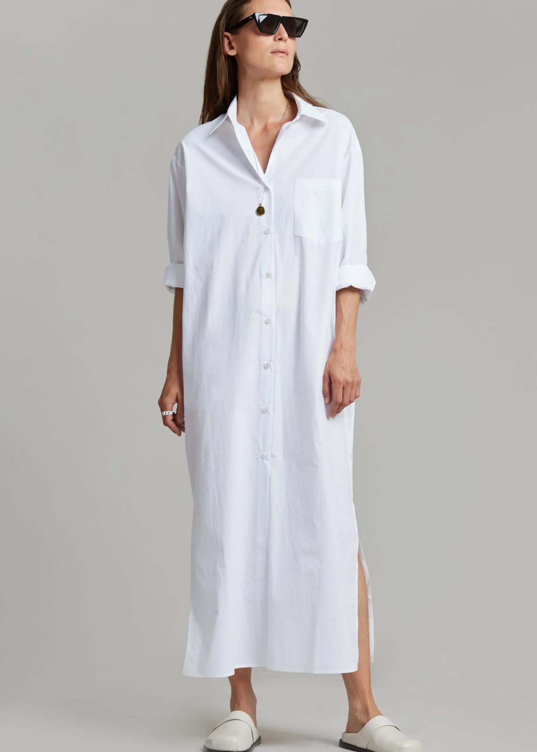 The Frankie Shop Cala Organic Cotton Shirt Dress White Sale