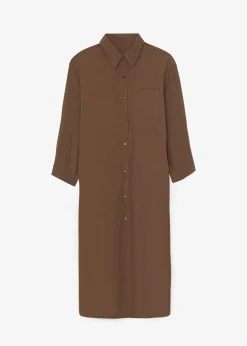 The Frankie Shop Cala Organic Cotton Shirt Dress Chocolate Discount