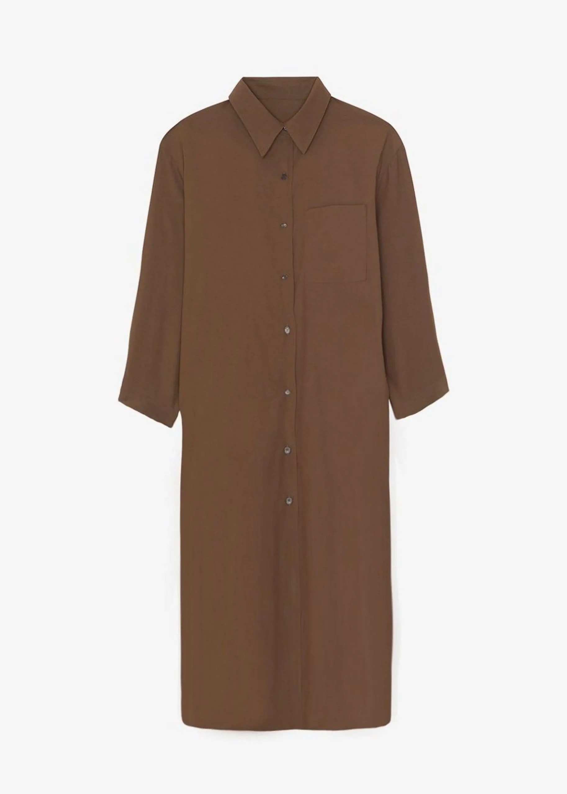 The Frankie Shop Cala Organic Cotton Shirt Dress Chocolate Discount