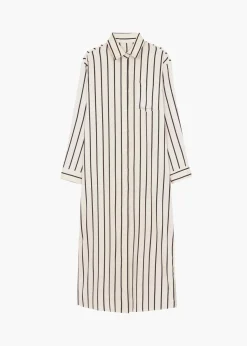 The Frankie Shop Cala Satin Shirt Dress Black Stripe Discount