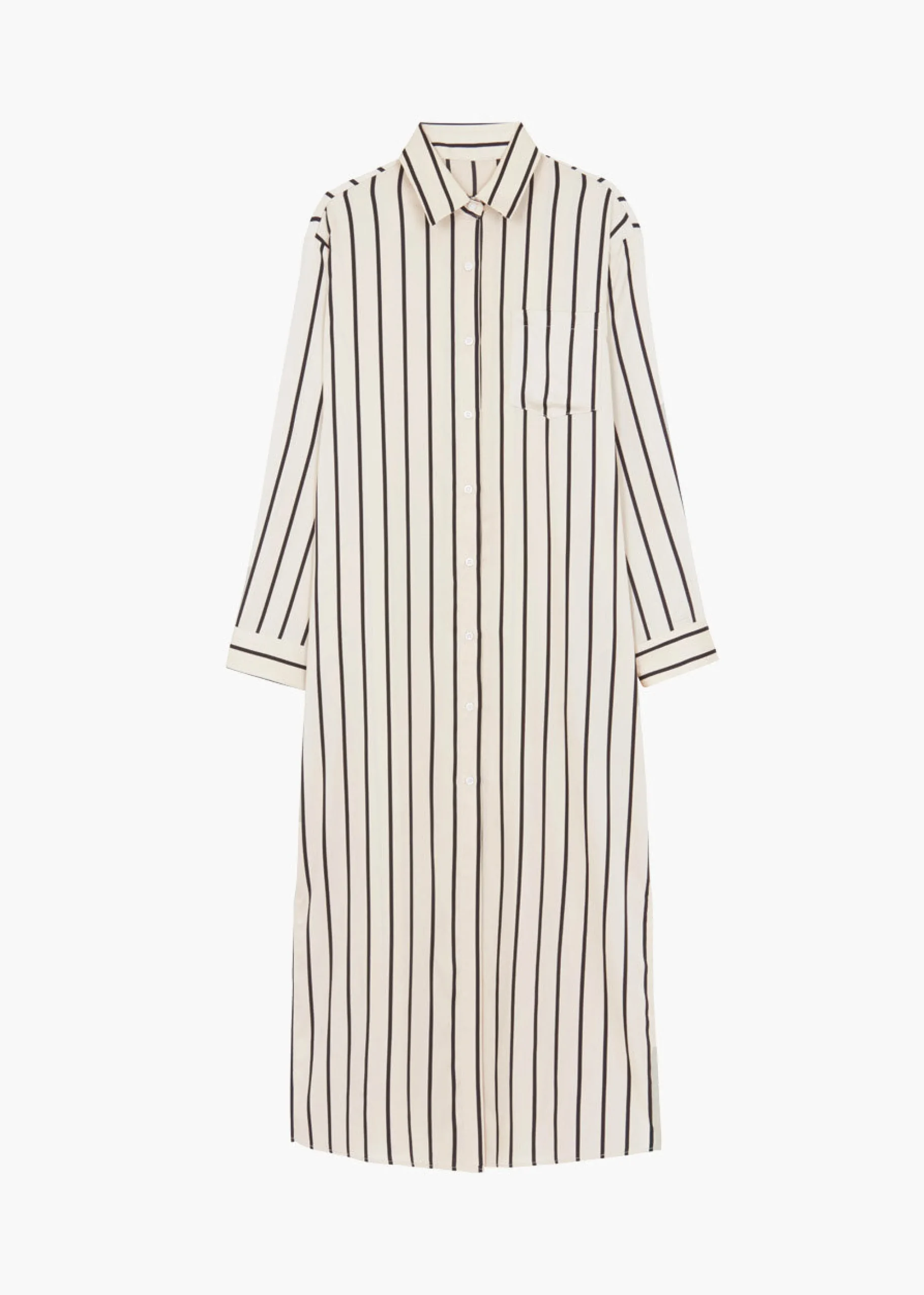 The Frankie Shop Cala Satin Shirt Dress Black Stripe Discount