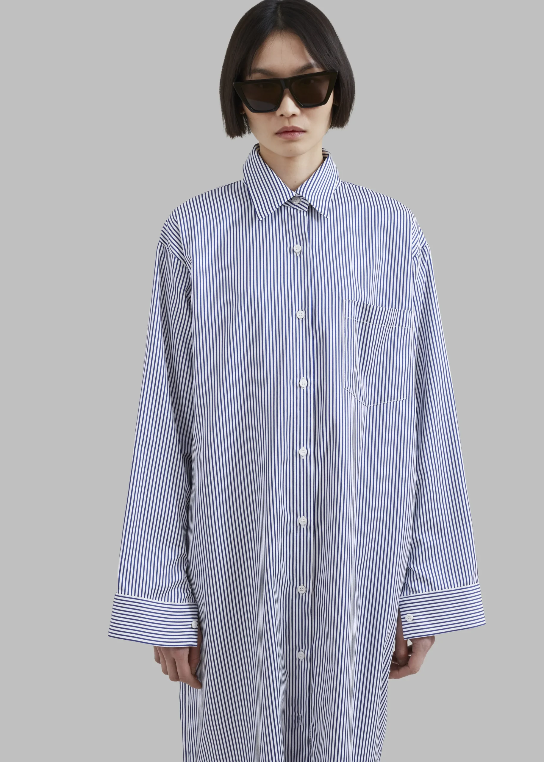 The Frankie Shop Cala Shirt Dress Navy Stripe Clearance