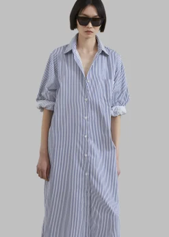 The Frankie Shop Cala Shirt Dress Navy Stripe Clearance