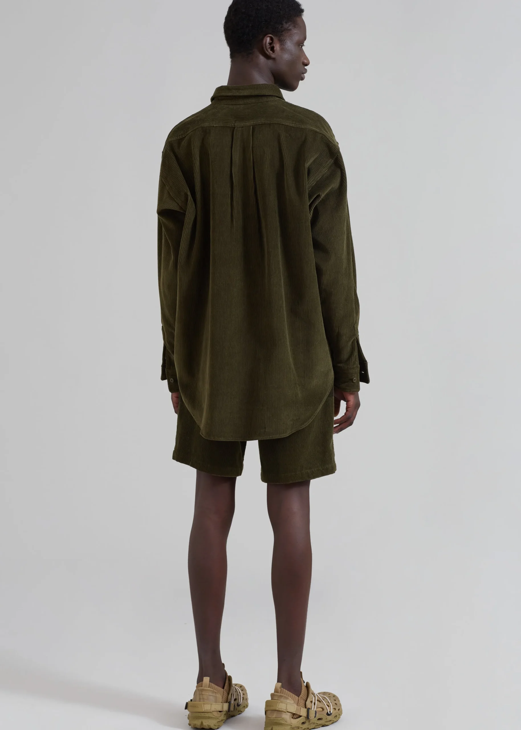 The Frankie Shop Camden Corduroy Shirt Olive Hot