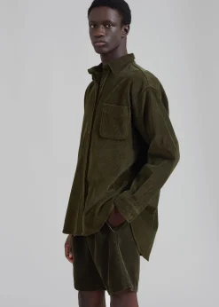 The Frankie Shop Camden Corduroy Shorts Olive Sale