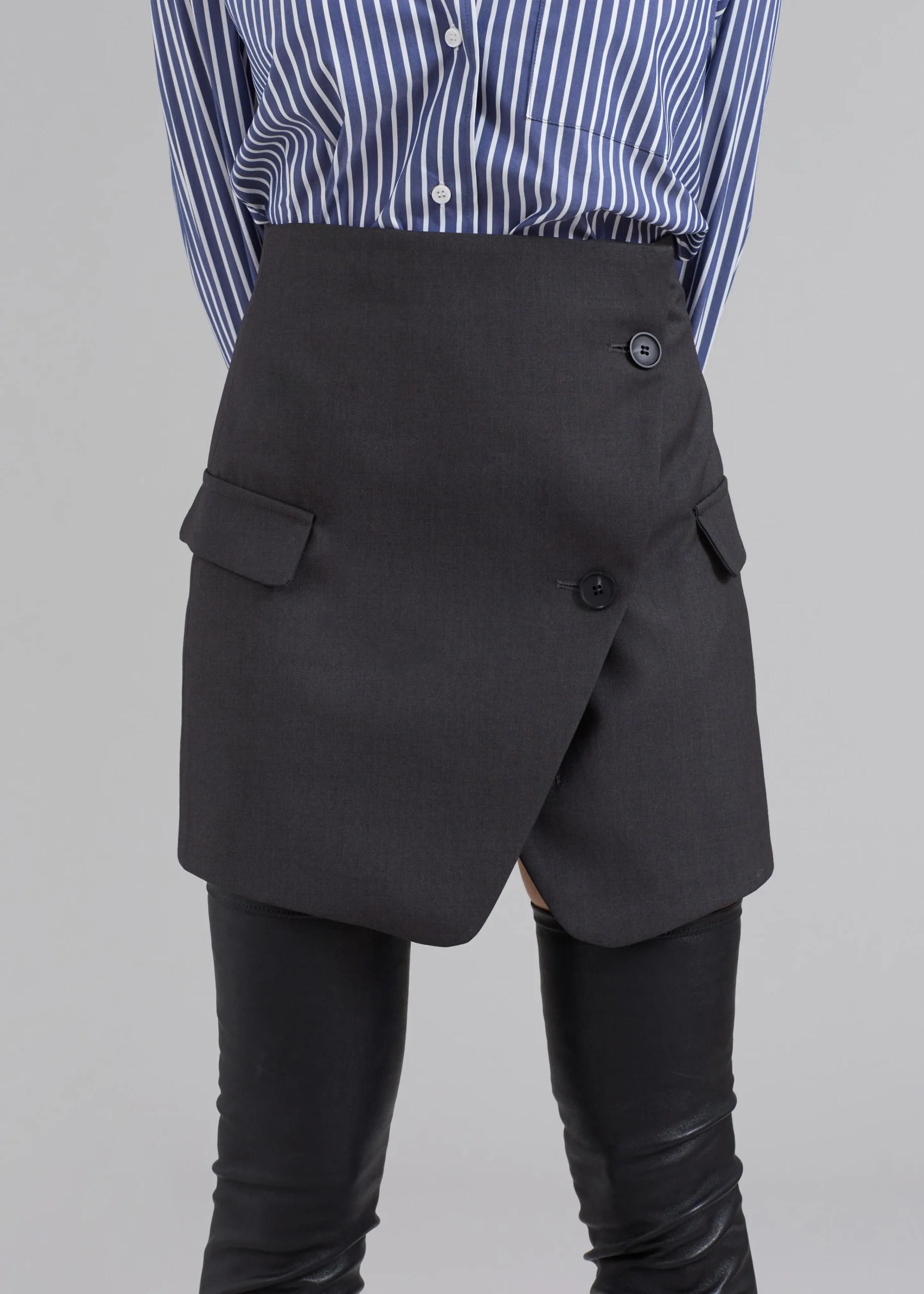 The Frankie Shop Camsel Cross Skirt Charcoal Best