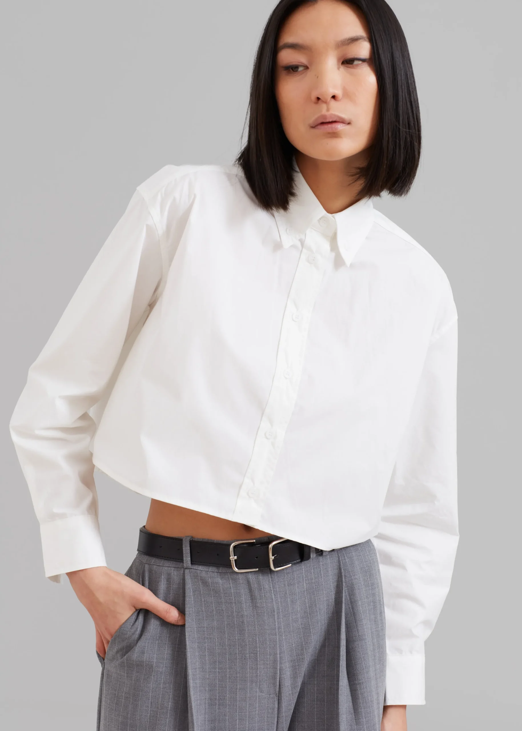 The Frankie Shop Caracas Cropped Shirt White New