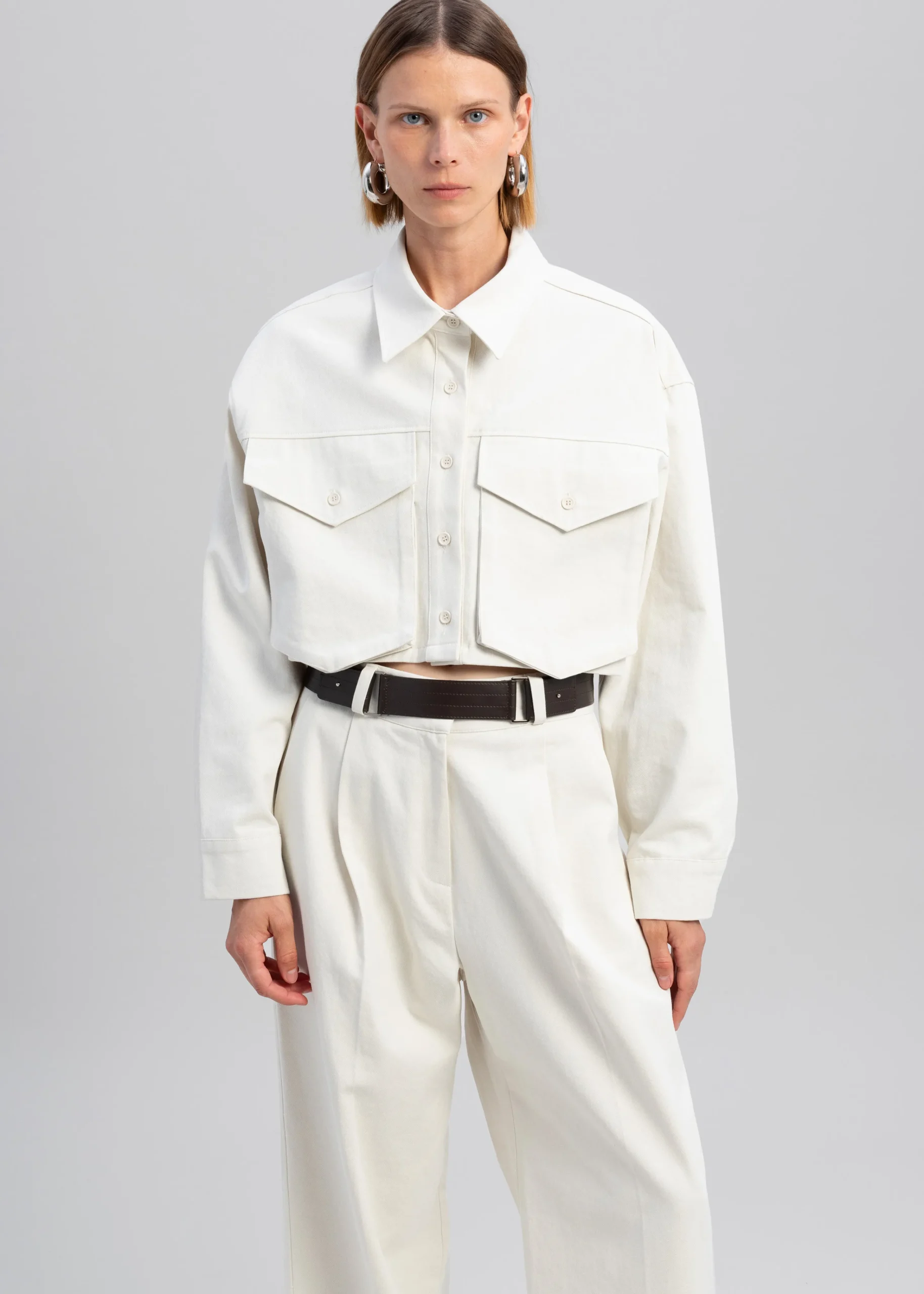 The Frankie Shop Carline Pocket Shirt Cream