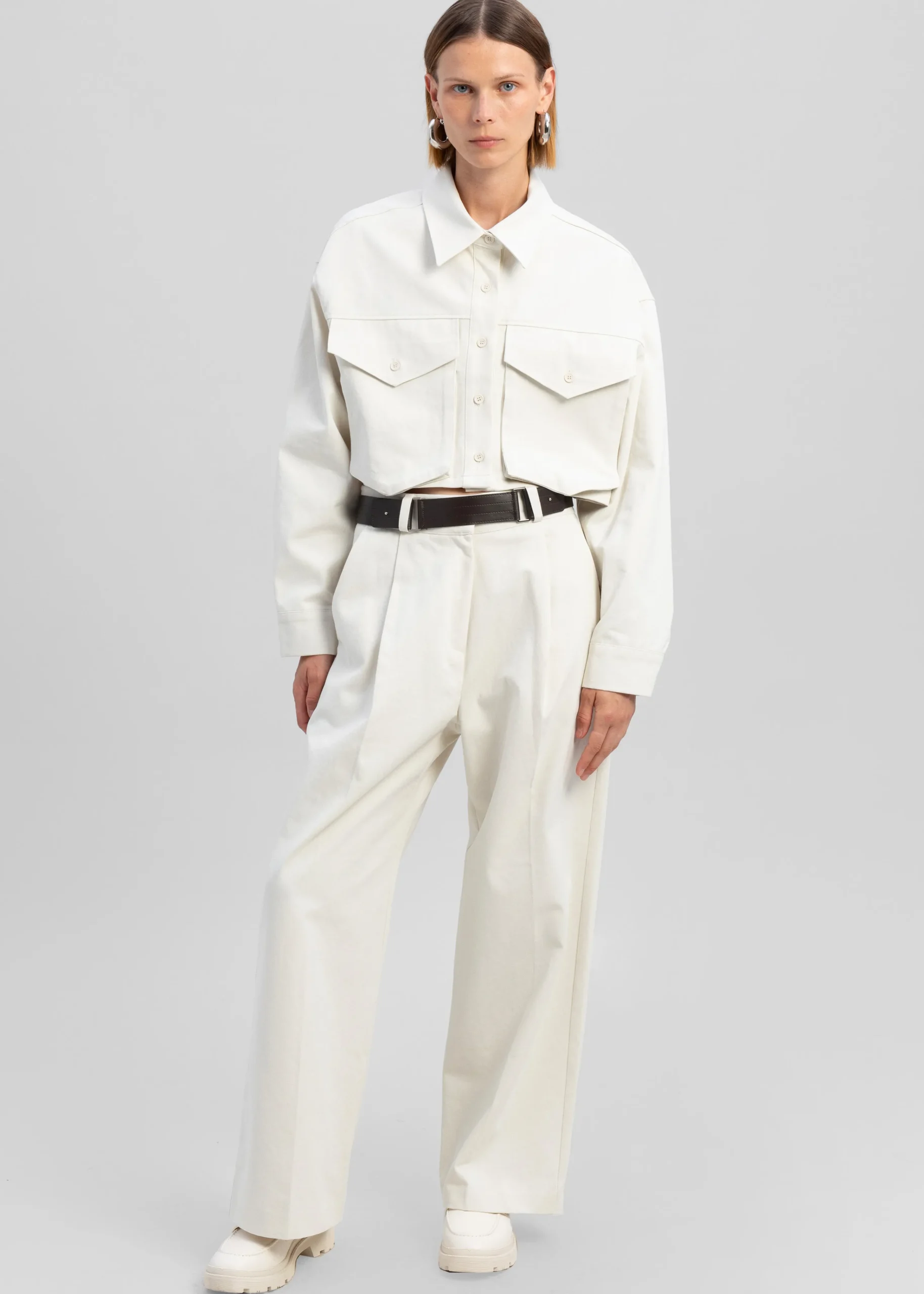 The Frankie Shop Carline Pocket Shirt Cream