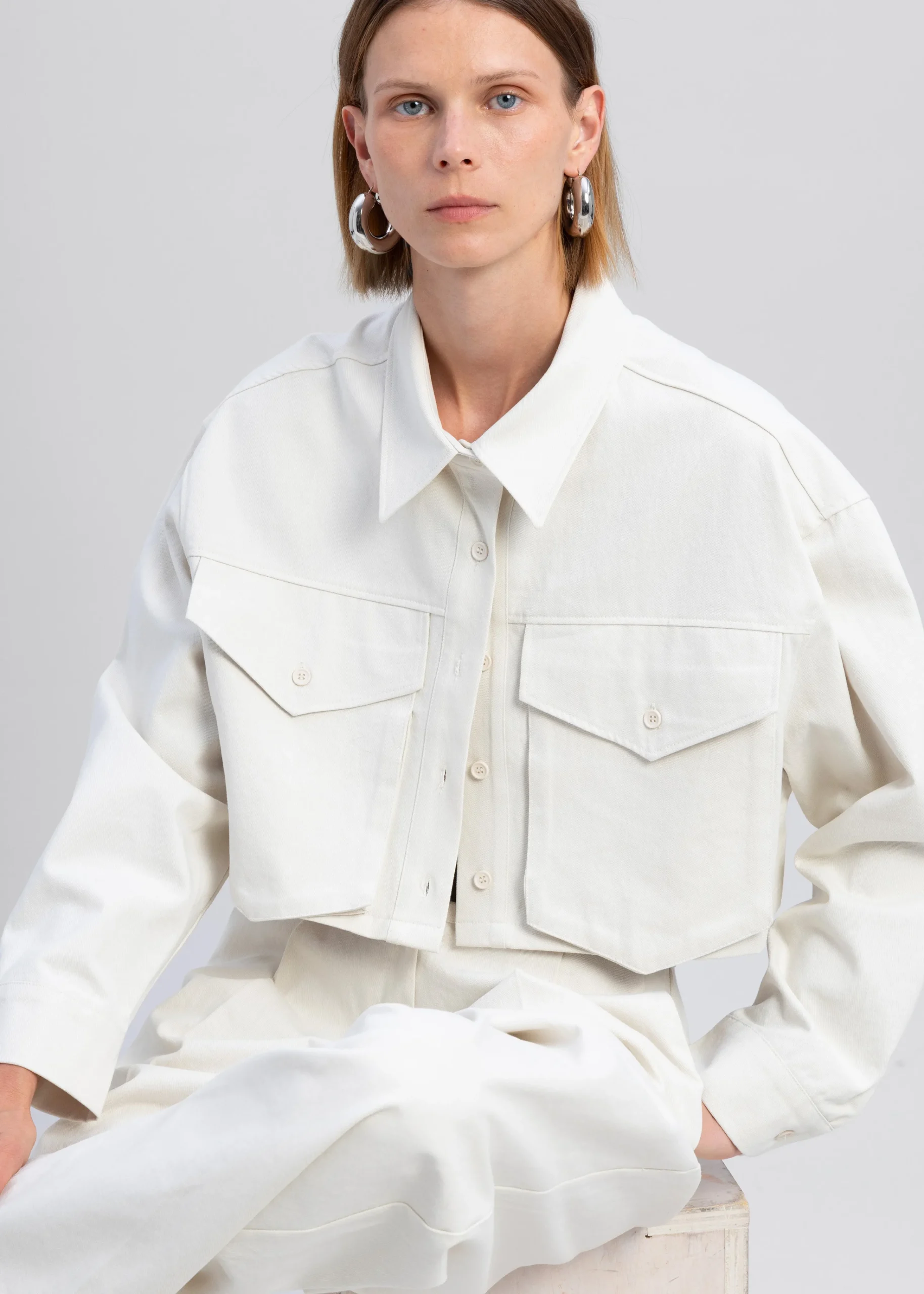 The Frankie Shop Carline Pocket Shirt Cream