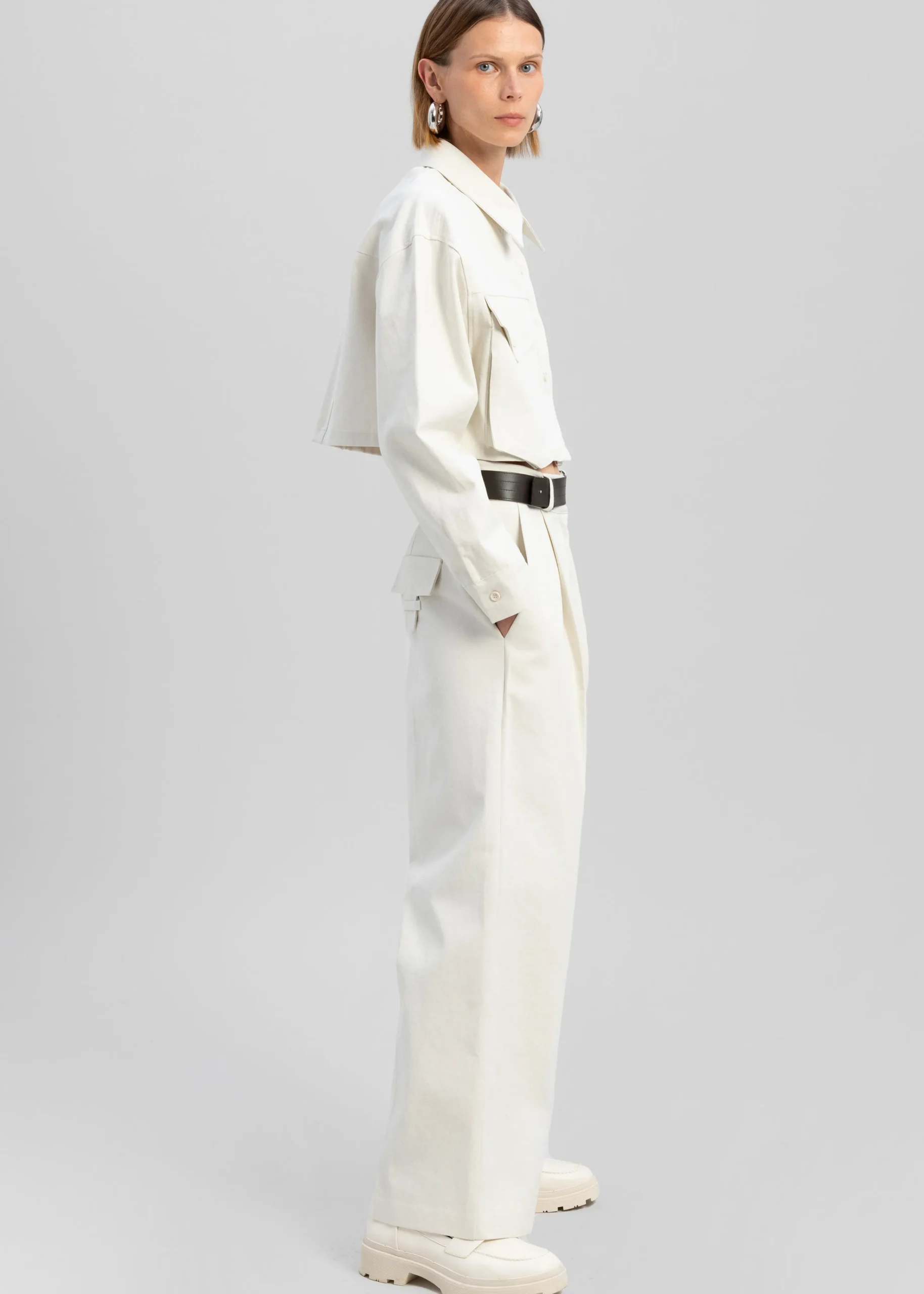 The Frankie Shop Carline Pocket Shirt Cream