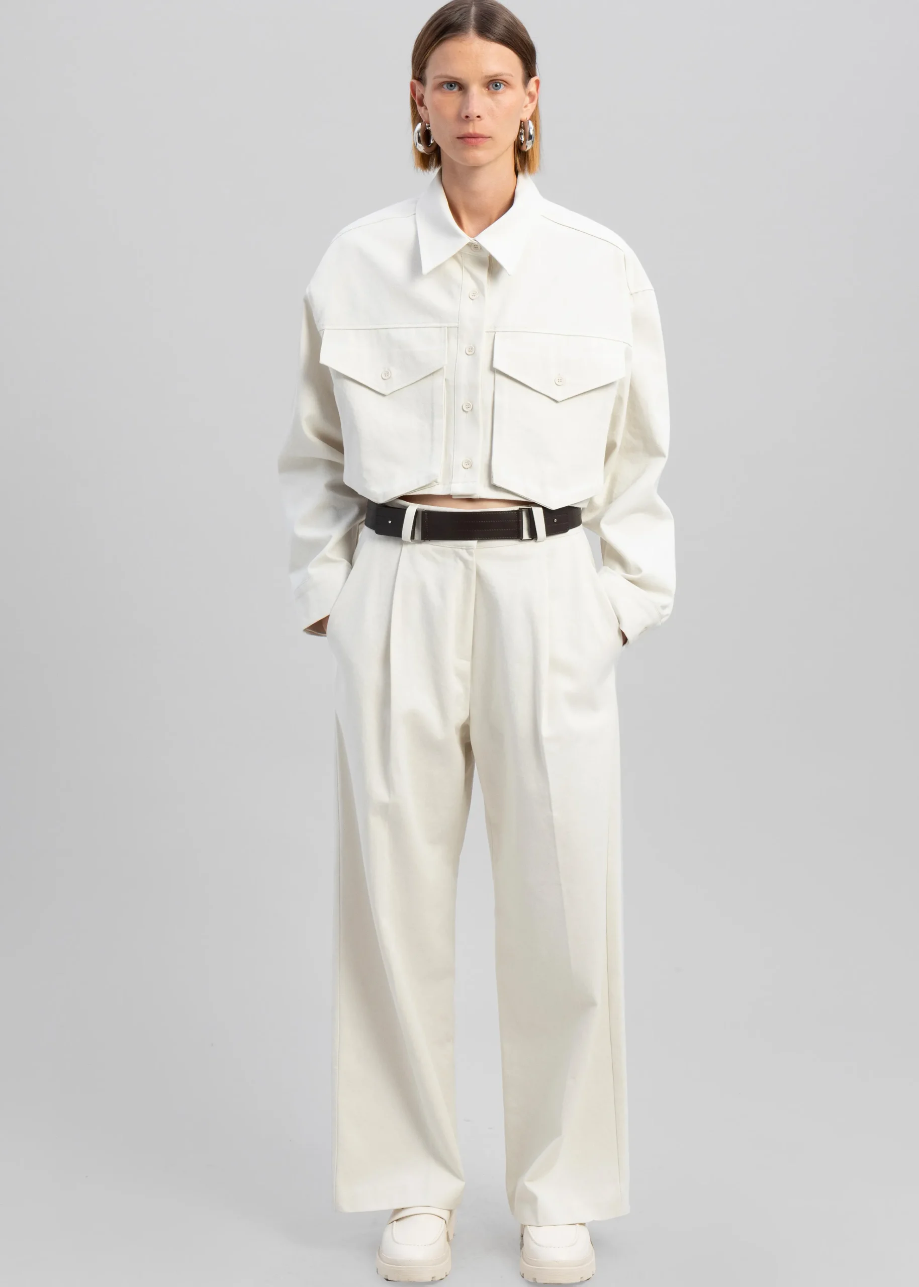 The Frankie Shop Carline Pocket Shirt Cream