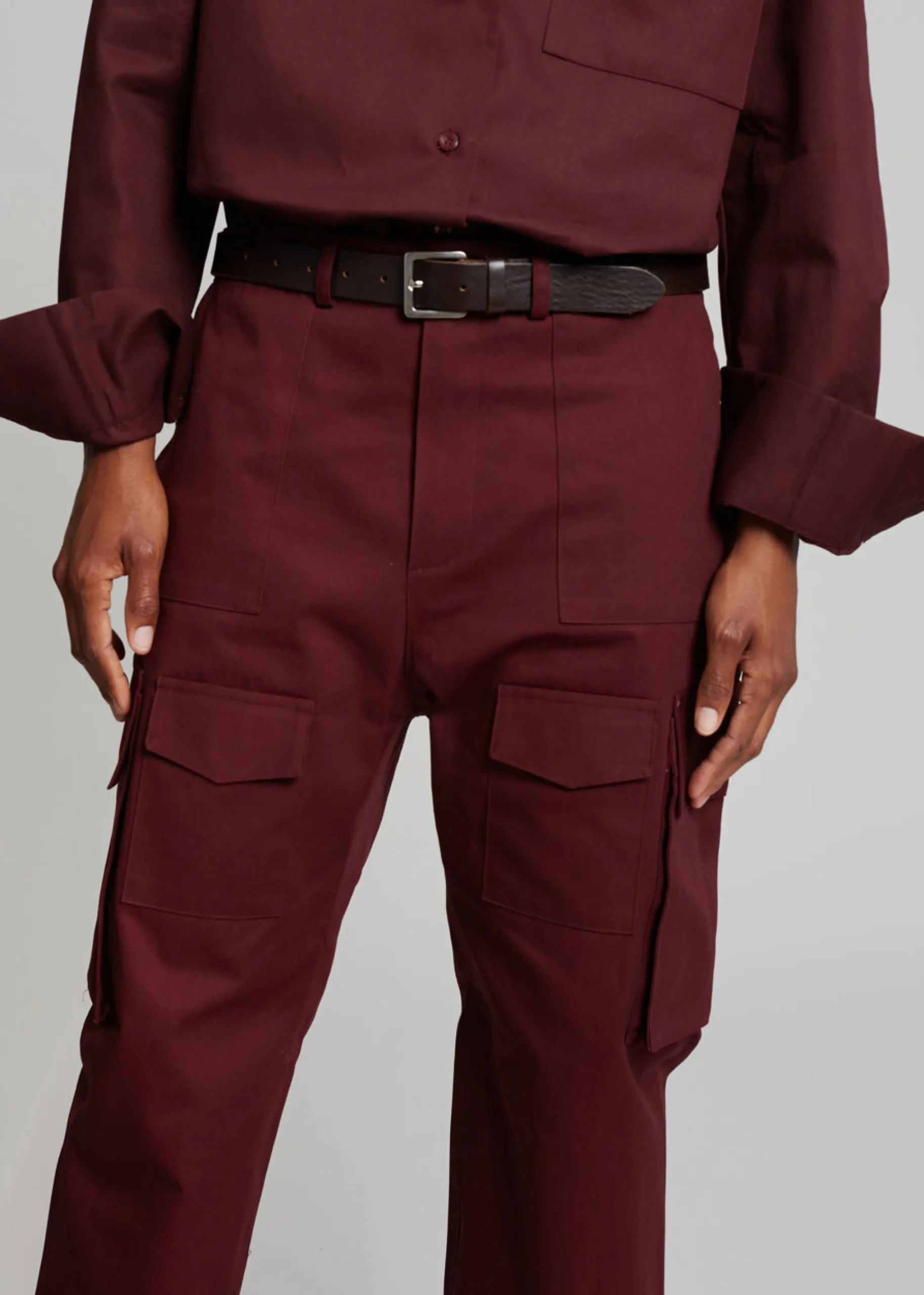 The Frankie Shop Carrie Twill Cargo Pants Burgundy Online