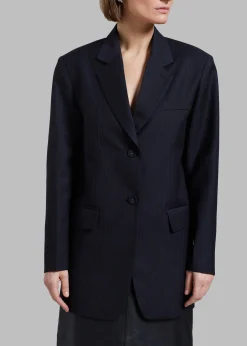 The Frankie Shop Cedric Open Back Blazer Navy Stripe