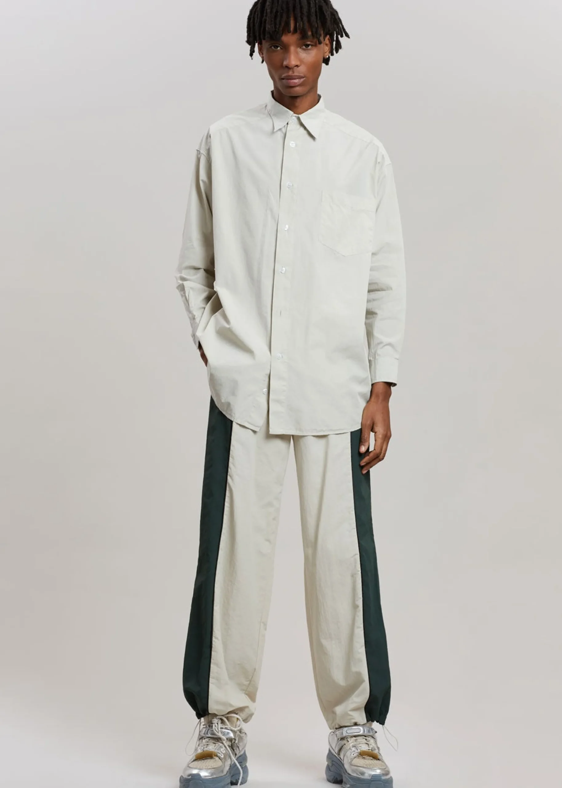 The Frankie Shop Chadwick Shirt Light Grey New