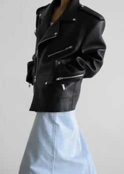 The Frankie Shop Chicago Oversized Perfecto Jacket Black Discount