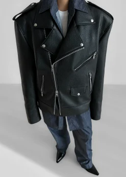 The Frankie Shop Chicago Oversized Perfecto Jacket Black Discount